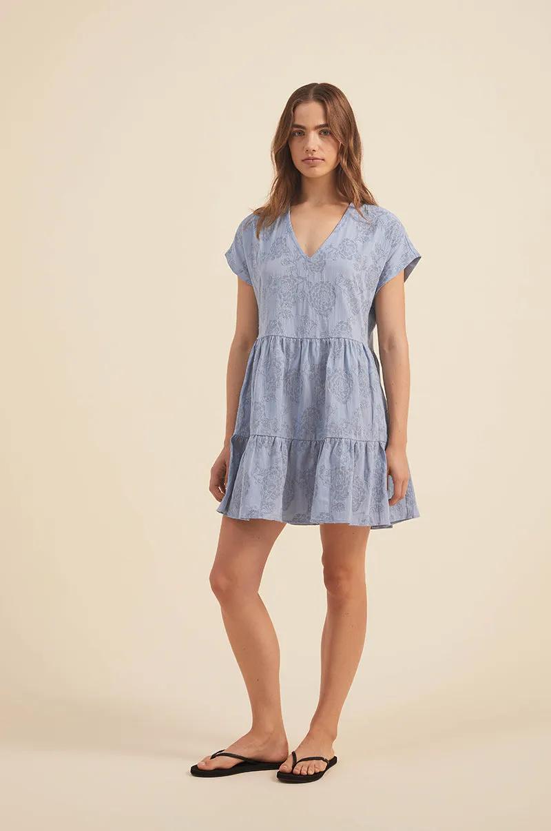 MAIA Dress - chambray blue cotton blend