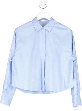 MANGO Blue Cropped Cotton Shirt UK 6