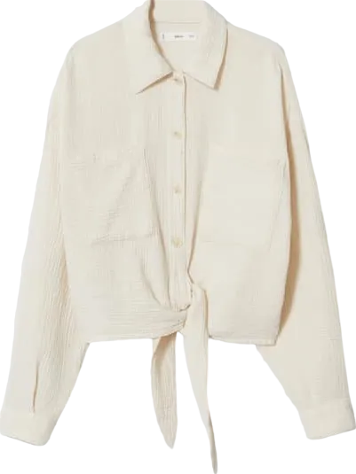 MANGO Cream Cotton Bambula Shirt BNWT UK 6