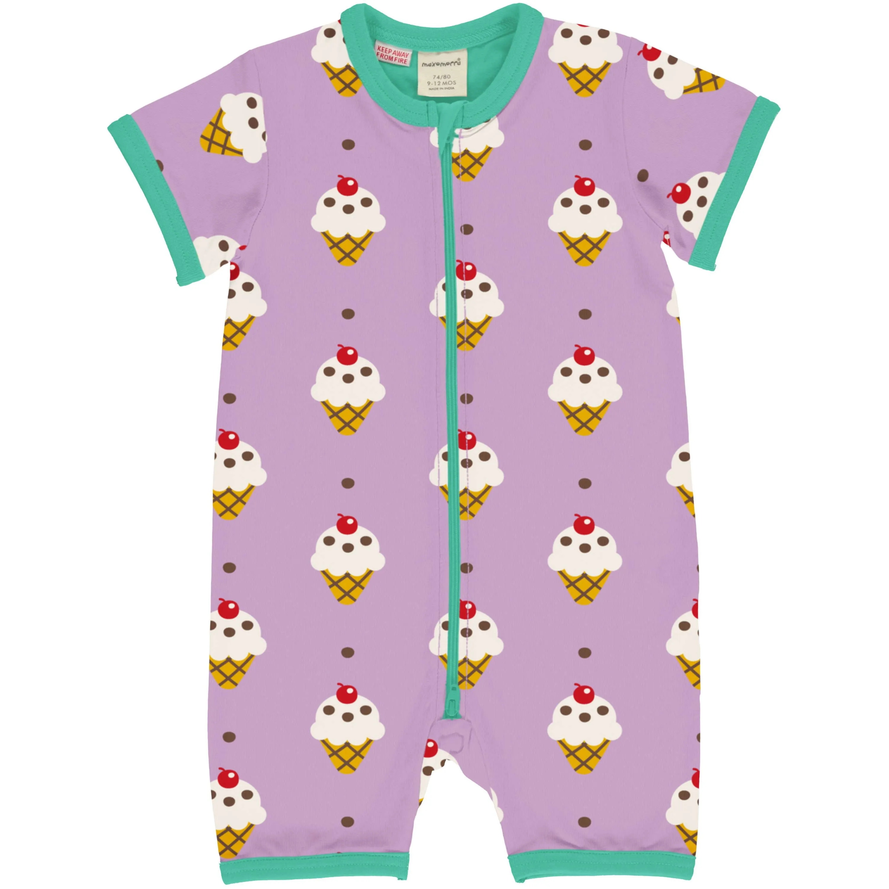 Maxomorra Ice Cream Organic Cotton Short Sleeved Romper