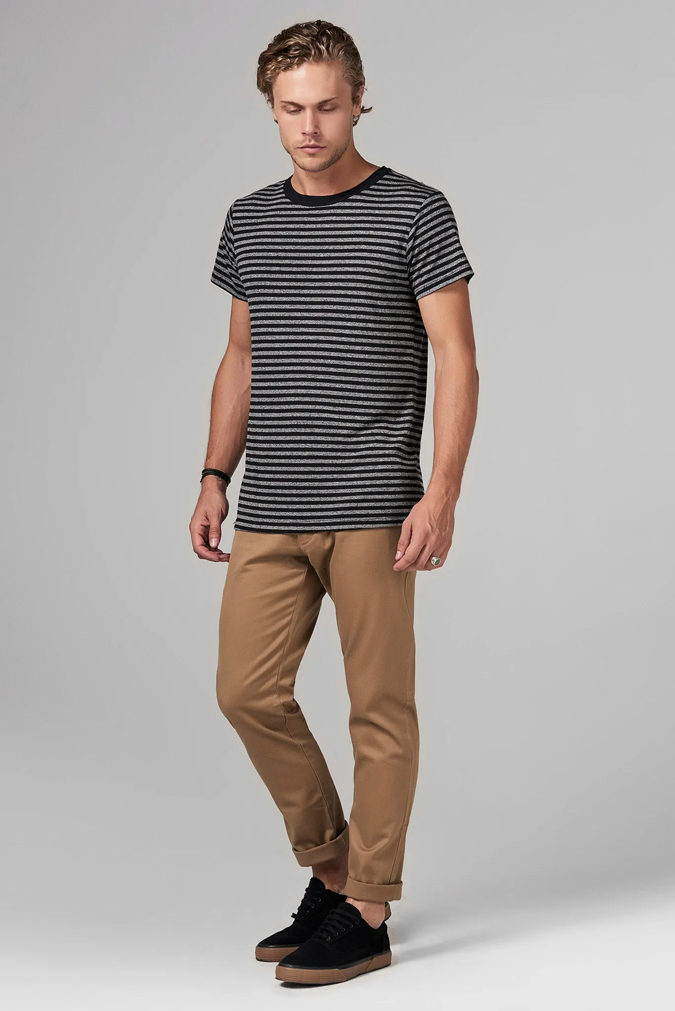 Men's Relaxed Crew Neck Tee - Quarter Stripe