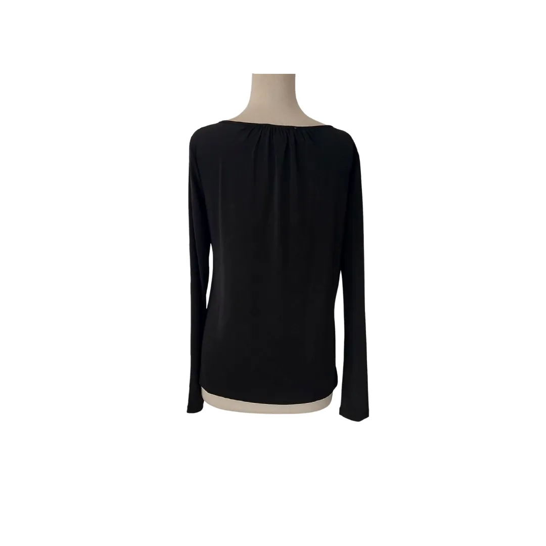 Michael Kors Black Long-sleeves with Gold Bar Top