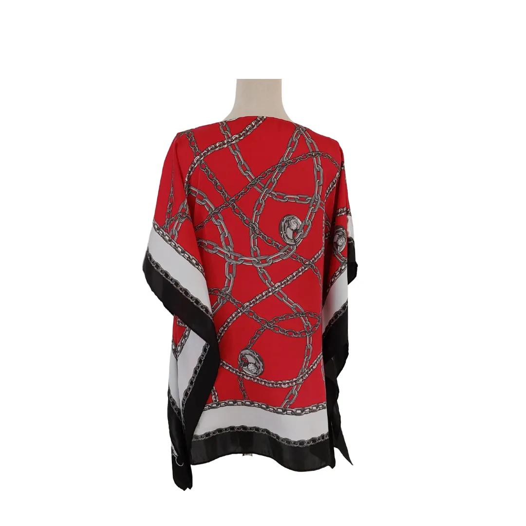 Michael Kors Red Chain Print Poncho Top | Pre Loved |