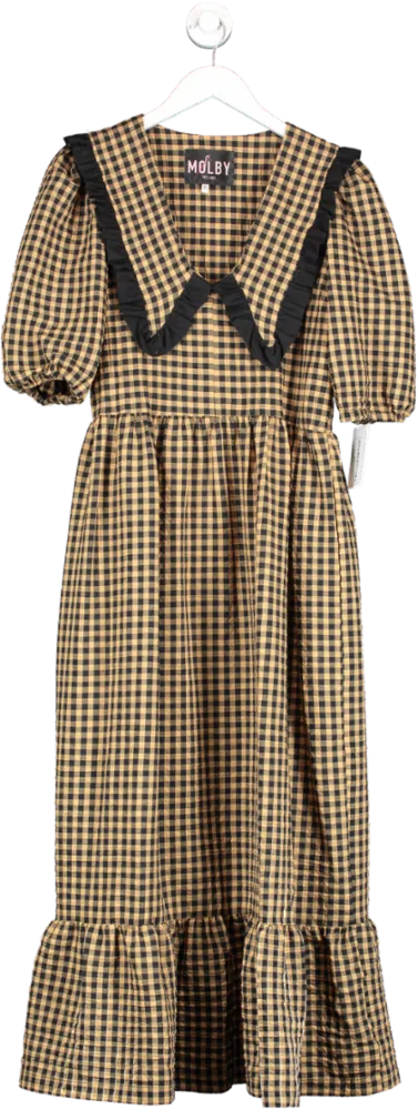 Molby The Label Bertie Dress in Brown Check - Stylish UK Size 8