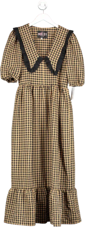 Molby The Label Bertie Dress in Brown Check - Stylish UK Size 8