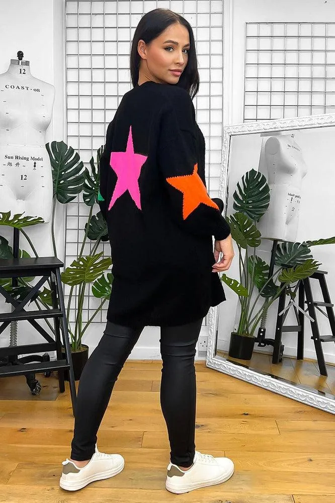 Multicolour Star Details Knitted Cardigan