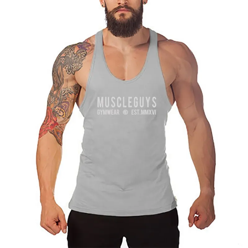 Muscleguys gyms clothing brand singlet canotte bodybuilding stringer tank top men fitness undershirt muscle sleeveless Tanktop