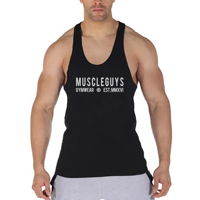 Muscleguys gyms clothing brand singlet canotte bodybuilding stringer tank top men fitness undershirt muscle sleeveless Tanktop