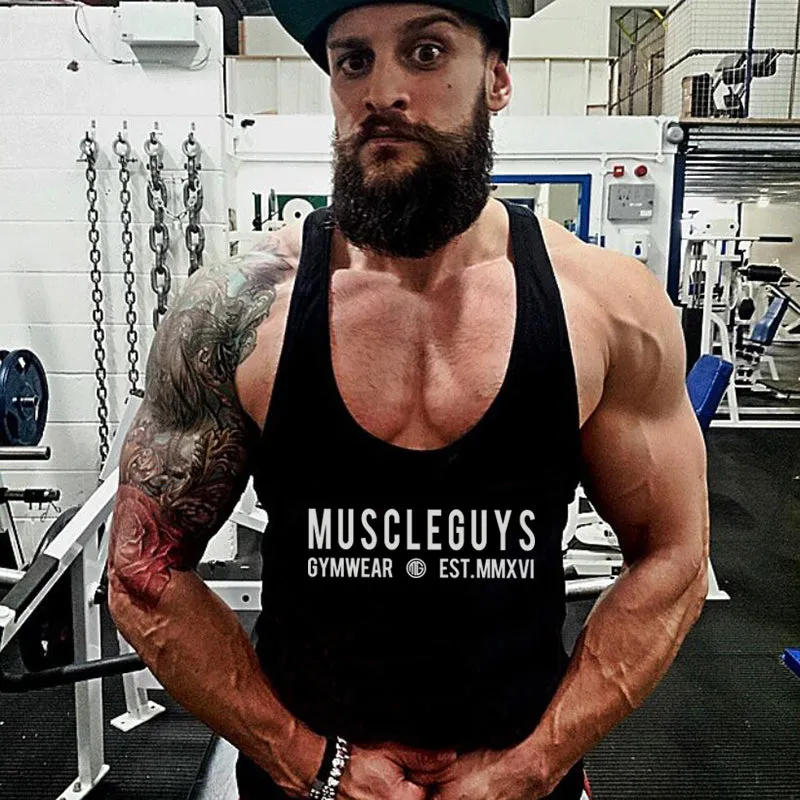 Muscleguys gyms clothing brand singlet canotte bodybuilding stringer tank top men fitness undershirt muscle sleeveless Tanktop