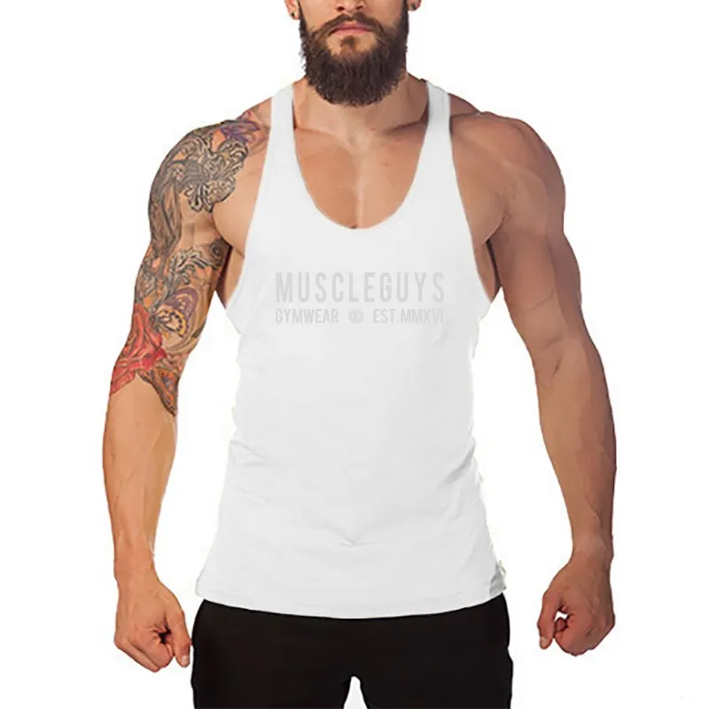 Muscleguys gyms clothing brand singlet canotte bodybuilding stringer tank top men fitness undershirt muscle sleeveless Tanktop