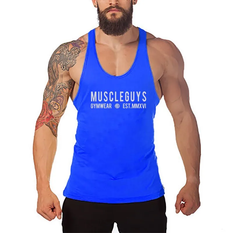 Muscleguys gyms clothing brand singlet canotte bodybuilding stringer tank top men fitness undershirt muscle sleeveless Tanktop