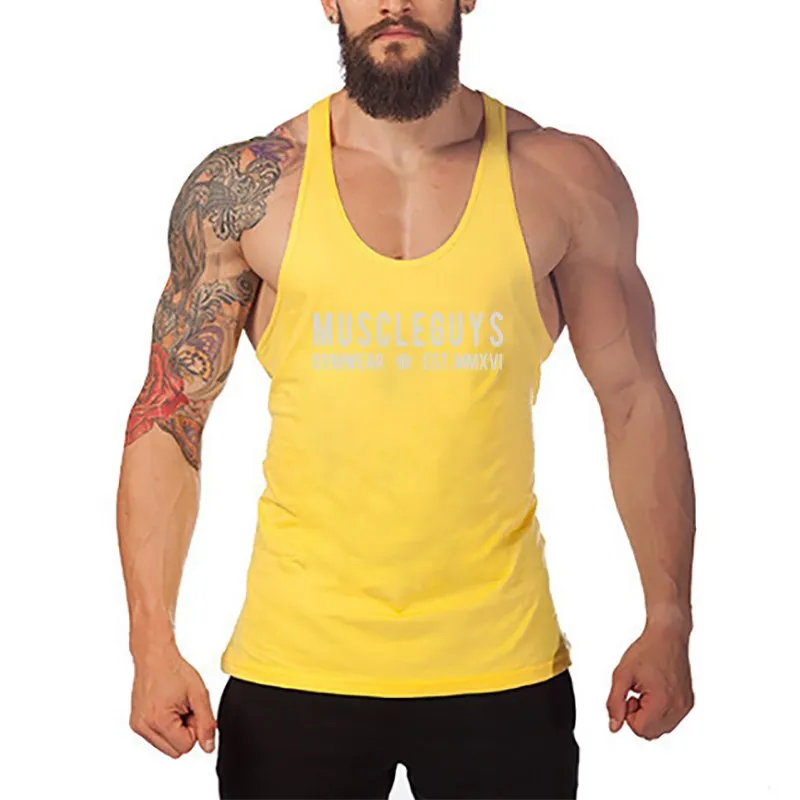 Muscleguys gyms clothing brand singlet canotte bodybuilding stringer tank top men fitness undershirt muscle sleeveless Tanktop