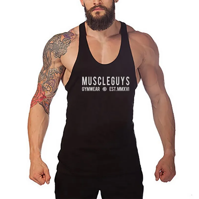 Muscleguys gyms clothing brand singlet canotte bodybuilding stringer tank top men fitness undershirt muscle sleeveless Tanktop