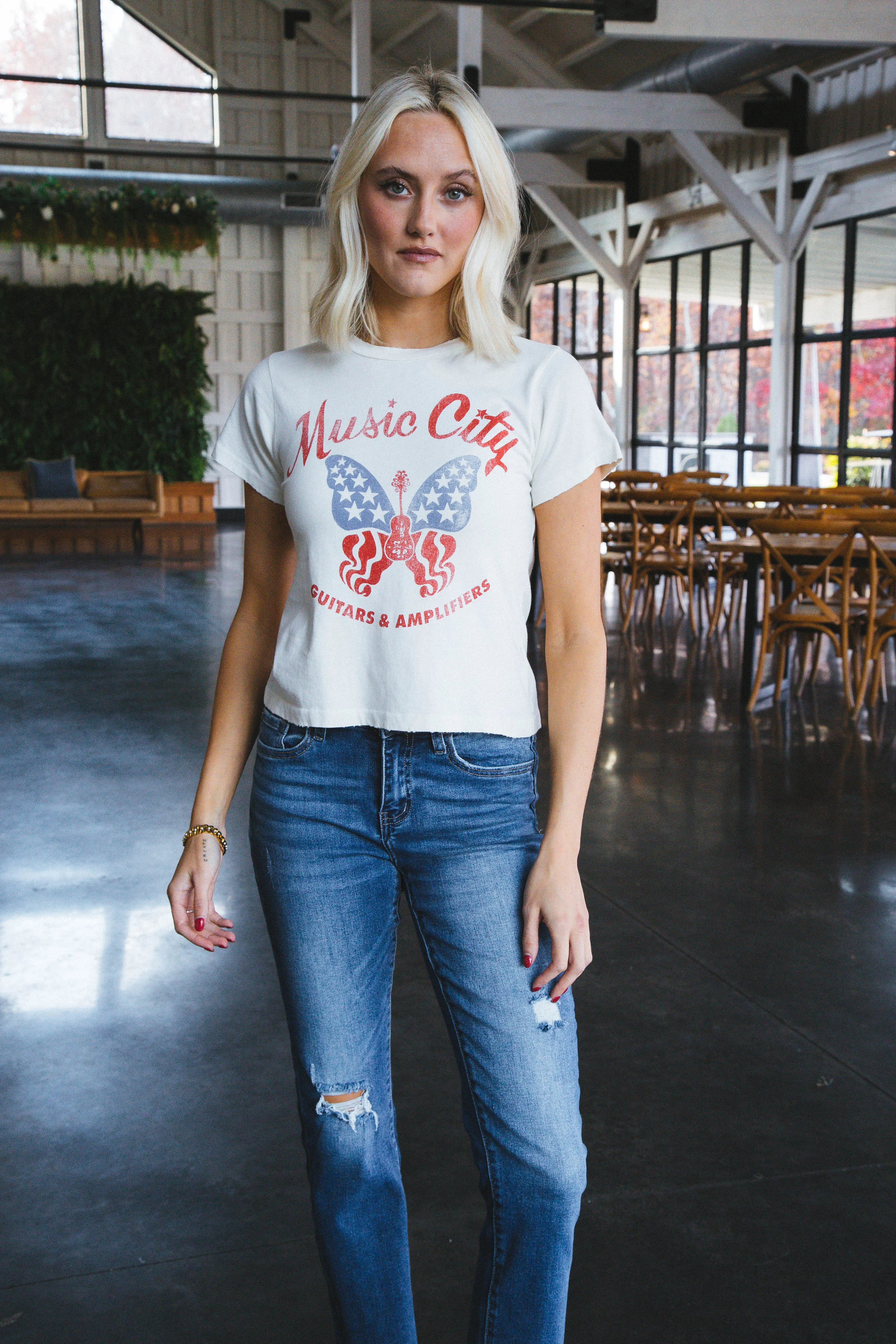 Music City Butterfly Vintage Tee, Stone Vintage | Daydreamer