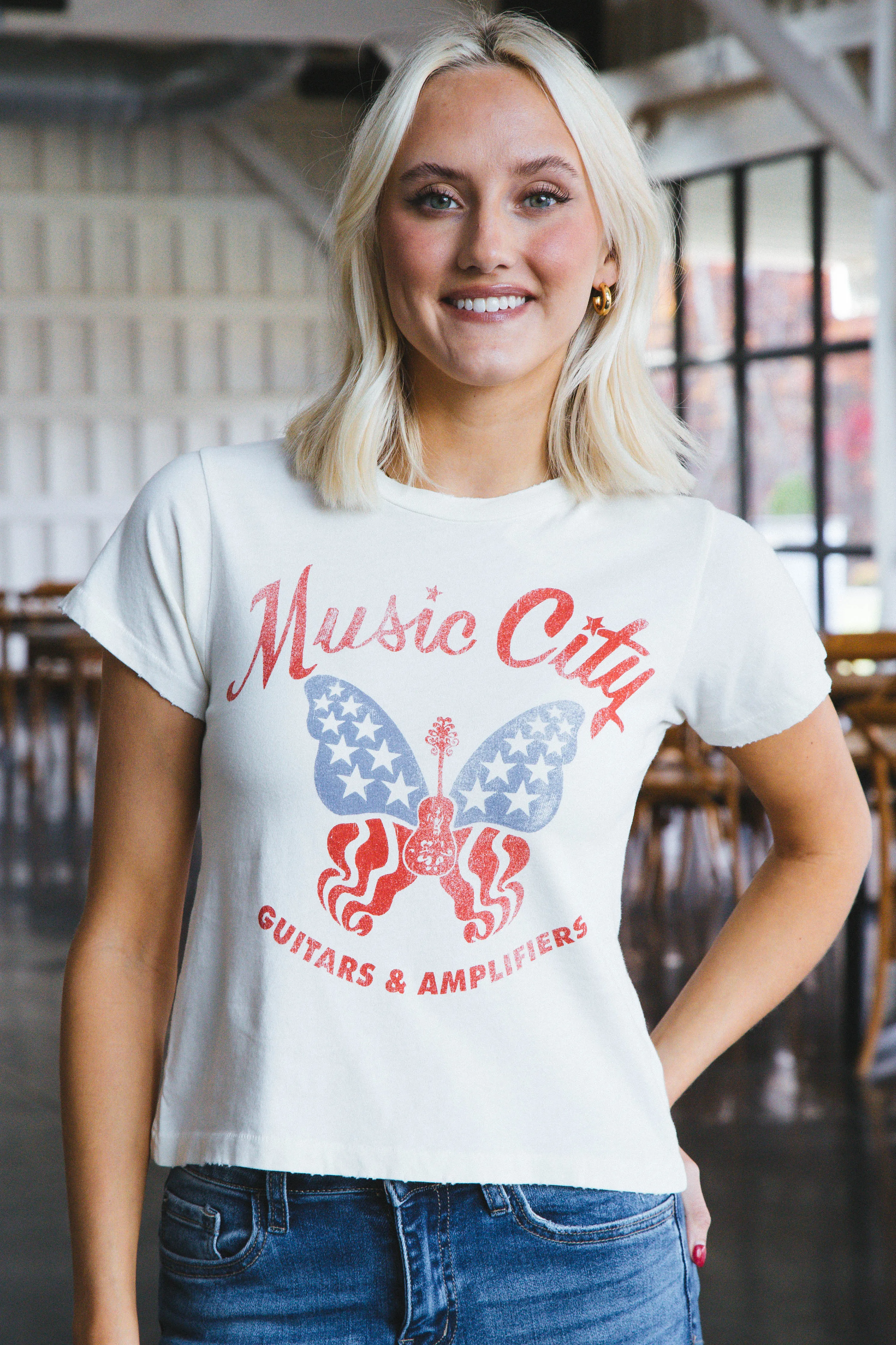 Music City Butterfly Vintage Tee, Stone Vintage | Daydreamer