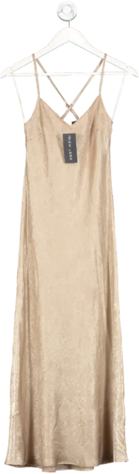 New Look Metallic Foil Crossover Strap Midi Dress UK 6