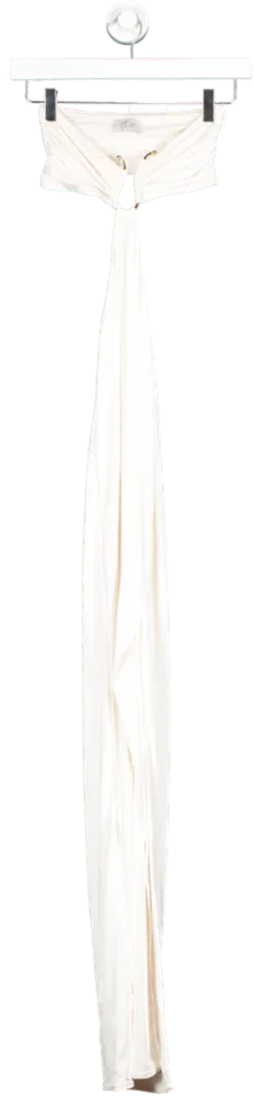 Oh Polly White Juniper Ruched Hardware Detail Bandeau Floor Length Dress UK 6