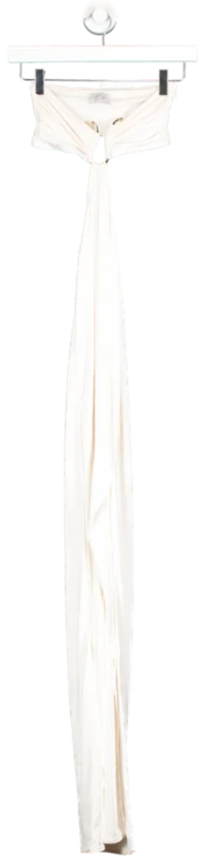 Oh Polly White Juniper Ruched Hardware Detail Bandeau Floor Length Dress UK 6