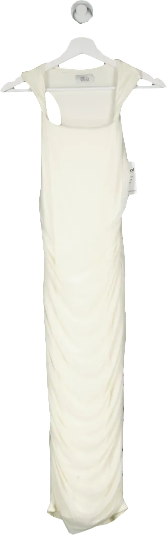 Oh Polly White Lucilla Twist Strap Ruched Midi Dress UK 12