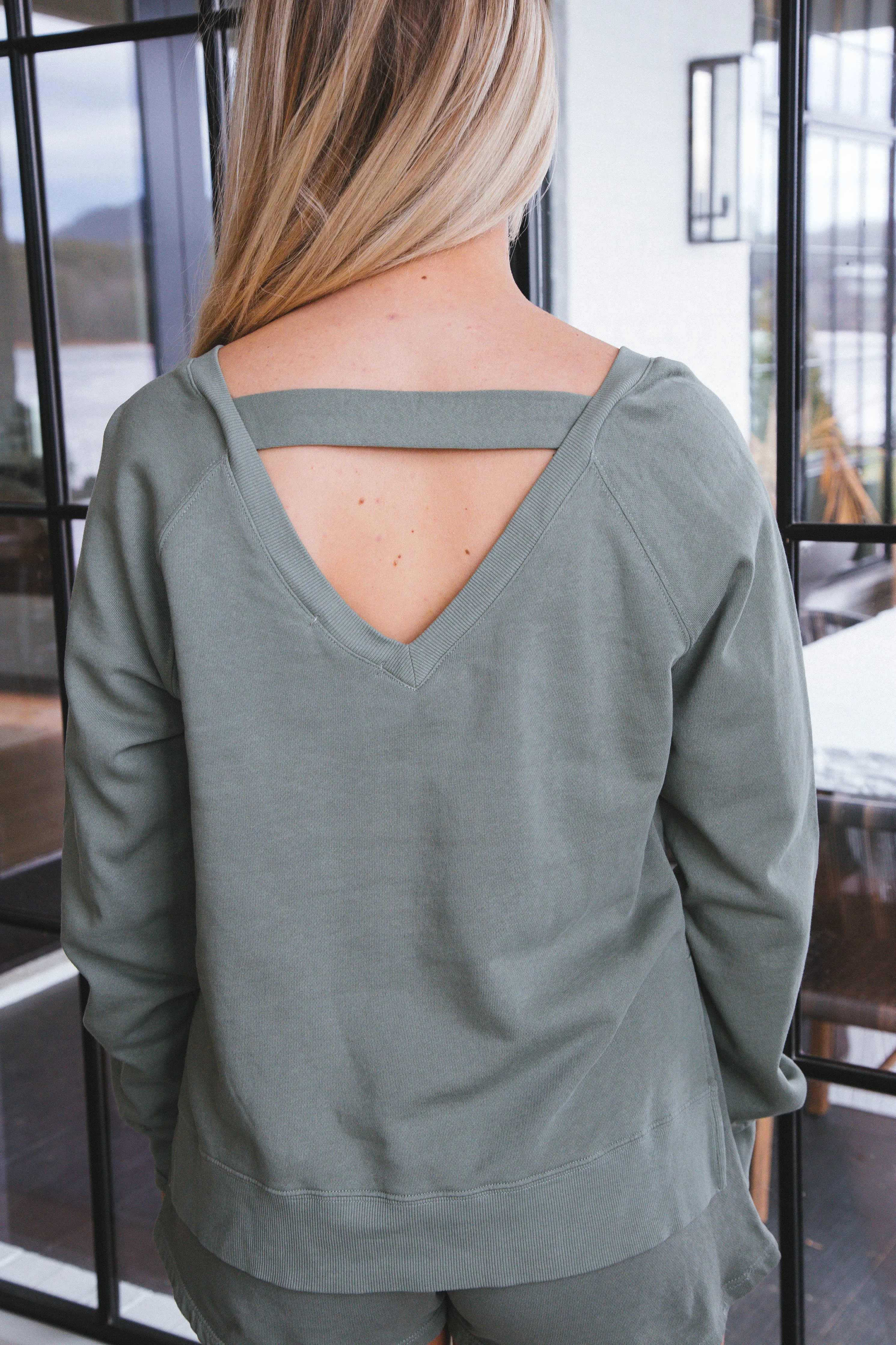 Open Back Sweatshirt, Olive Crush | Z Supply