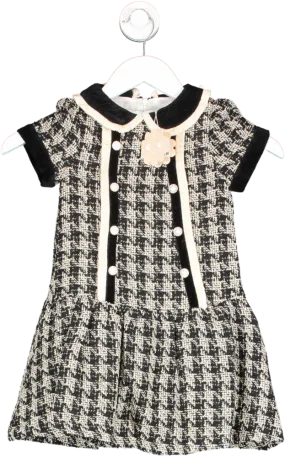 Patachou Black Houndstooth Tweed Dress With Pearl Buttons Bnwt 4 Years