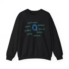 Q Alphabet Sweatshirt, Alphabet Initial "Q" Motivational, Optimistic, Mental Health Unisex Heavy Blend™ Crewneck Sweatshirt, Self-affirming Sweatshirt