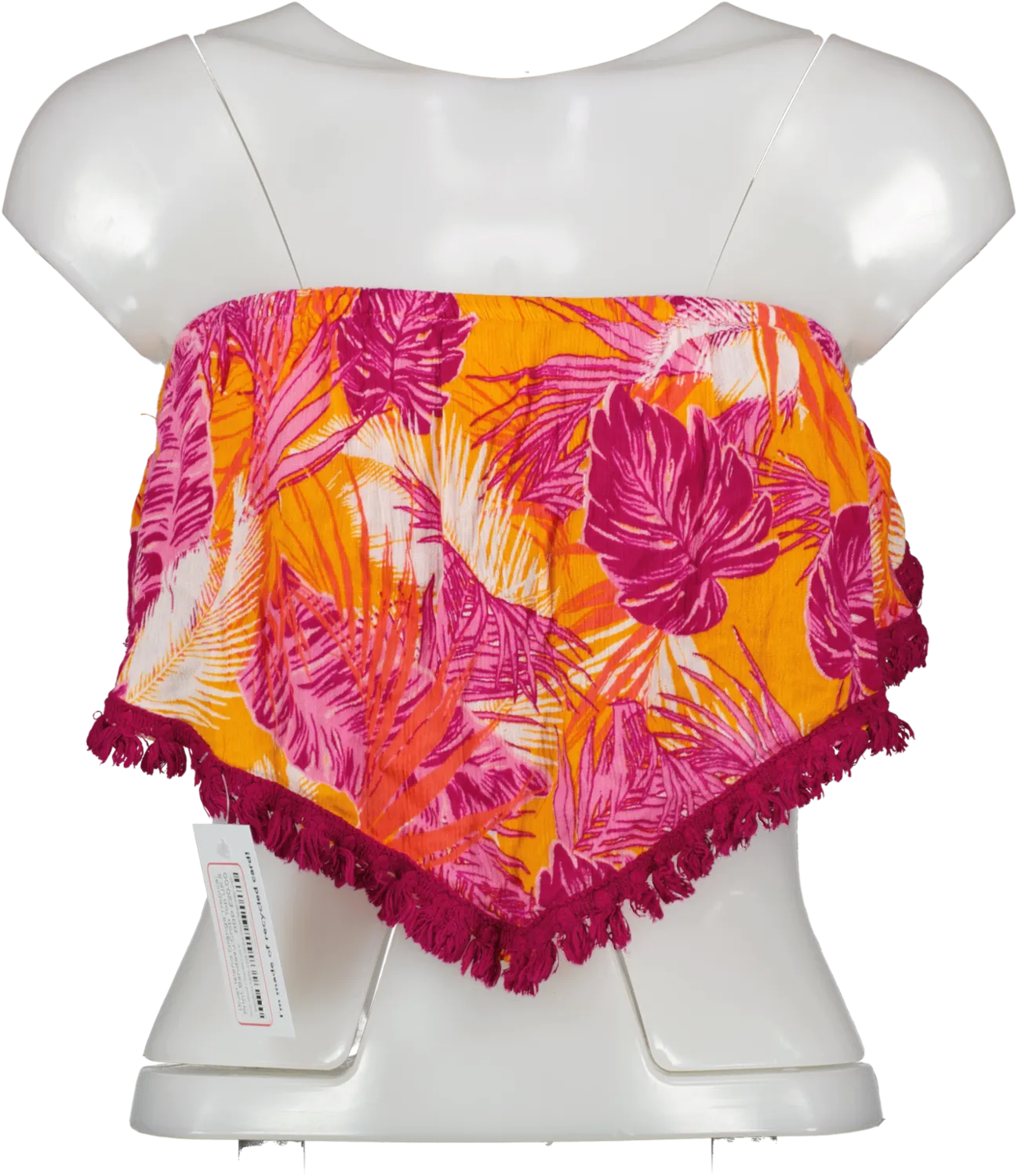 River Island Orange Tropical Print Bandeau Crop Top UK S