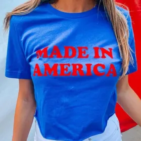 Royal Blue Made In America Crop Graphic Tee