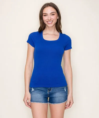 Short Sleeve Fitted Top - Royal