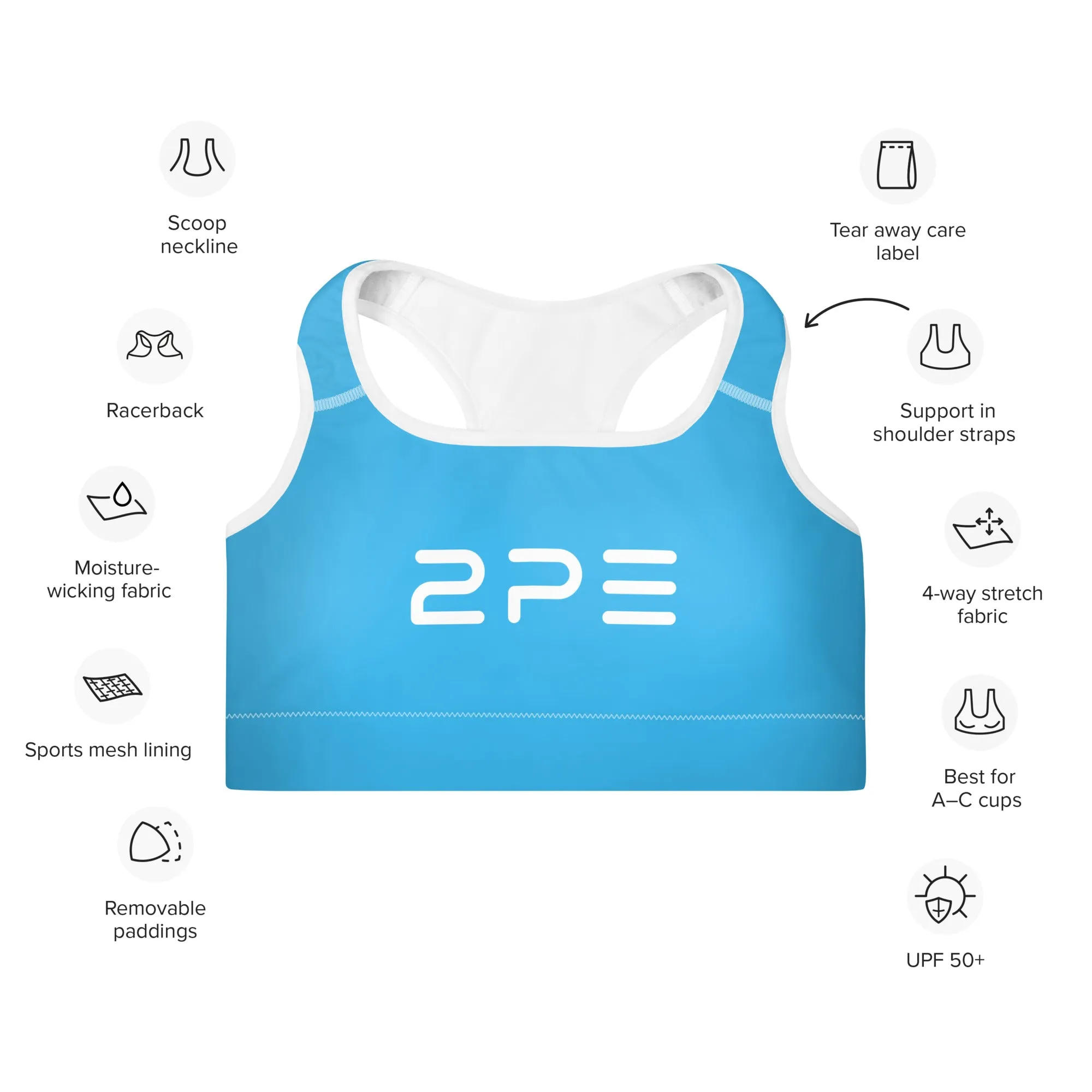 Sky Blue Padded Sports Bra