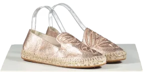 Sophia Webster Metallic Butterfly Embroidery Slip-on Espadrilles In Rose Gold UK 5 EU 38 👠