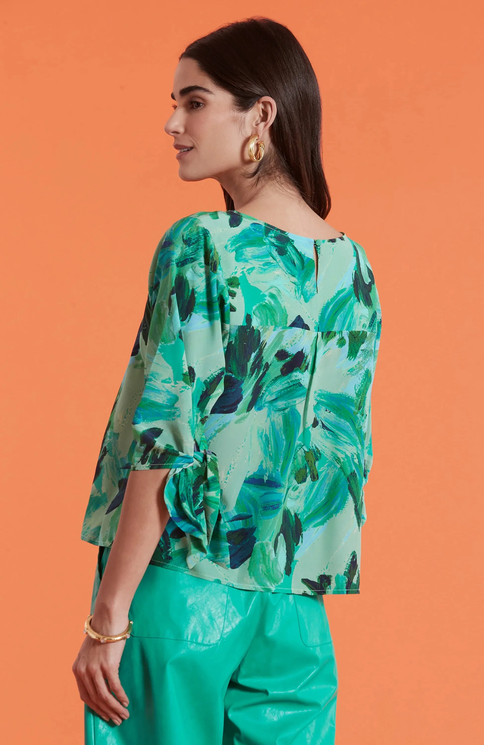 Tyler Boe Trina Silk Top - Green Wave