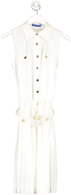 Winser London White Belted Button Front Dress UK 8