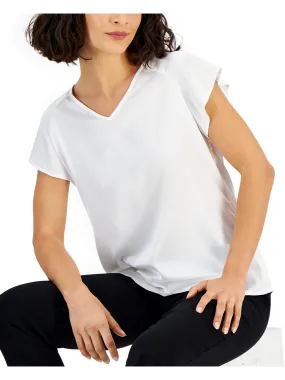 Womens V-Neck Tie-Back Blouse